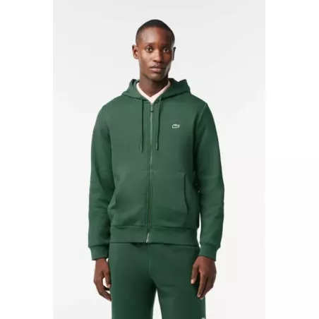 SWEATSHIRT JOGGER ZIPPÉ HOMME EN MOLLETON LACOSTE AVEC POCHE KANGOUROU