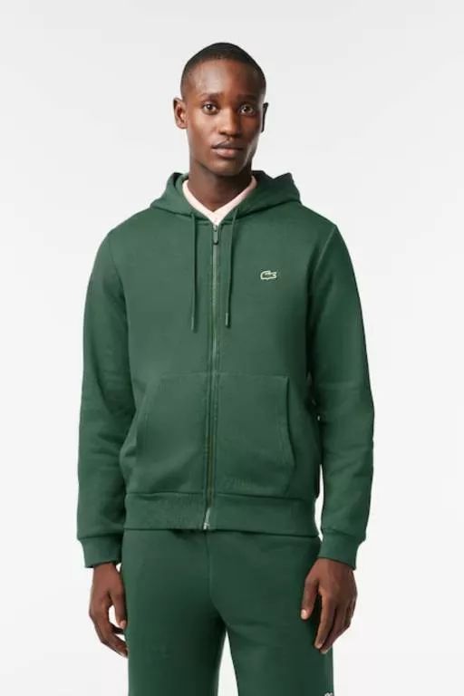 SWEATSHIRT JOGGER ZIPPÉ HOMME EN MOLLETON LACOSTE AVEC POCHE KANGOUROU