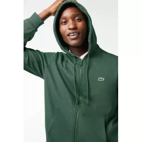 SWEATSHIRT JOGGER ZIPPÉ HOMME EN MOLLETON LACOSTE AVEC POCHE KANGOUROU