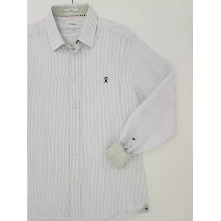 CLAY2 M STRIPED LINEN SHIRT