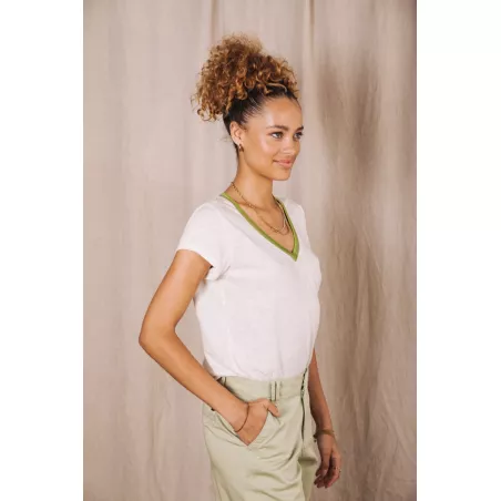 Taile Ribbon T-Shirt Col V