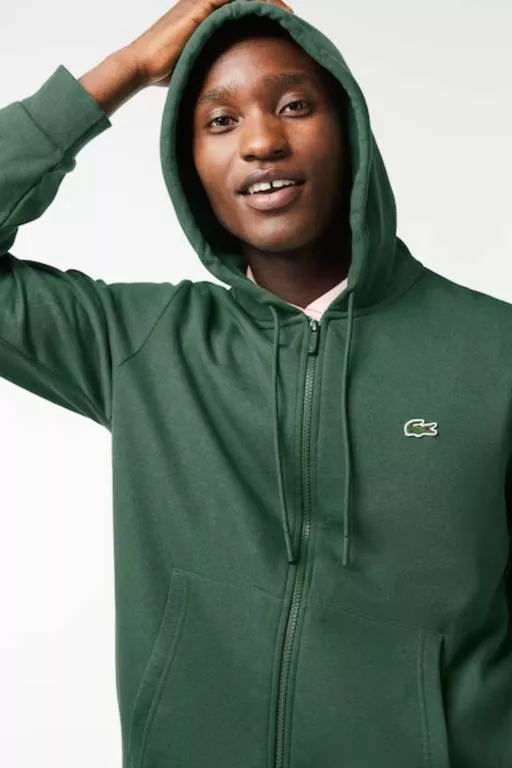 SWEATSHIRT JOGGER ZIPPÉ HOMME EN MOLLETON LACOSTE AVEC POCHE KANGOUROU