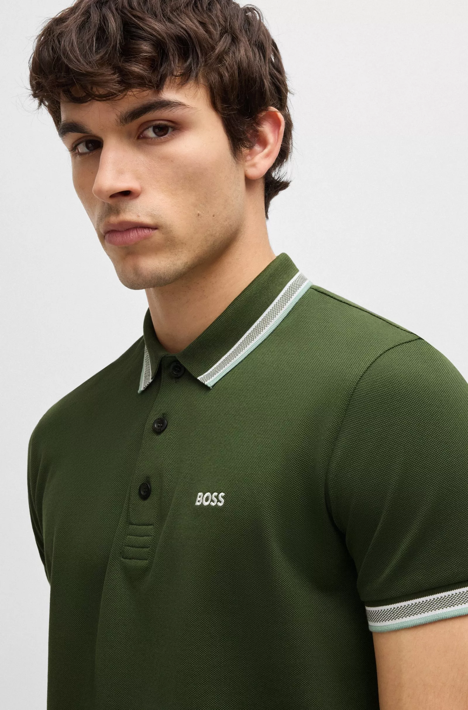 Polo Paddy en piqué de coton avec sous-col logoté