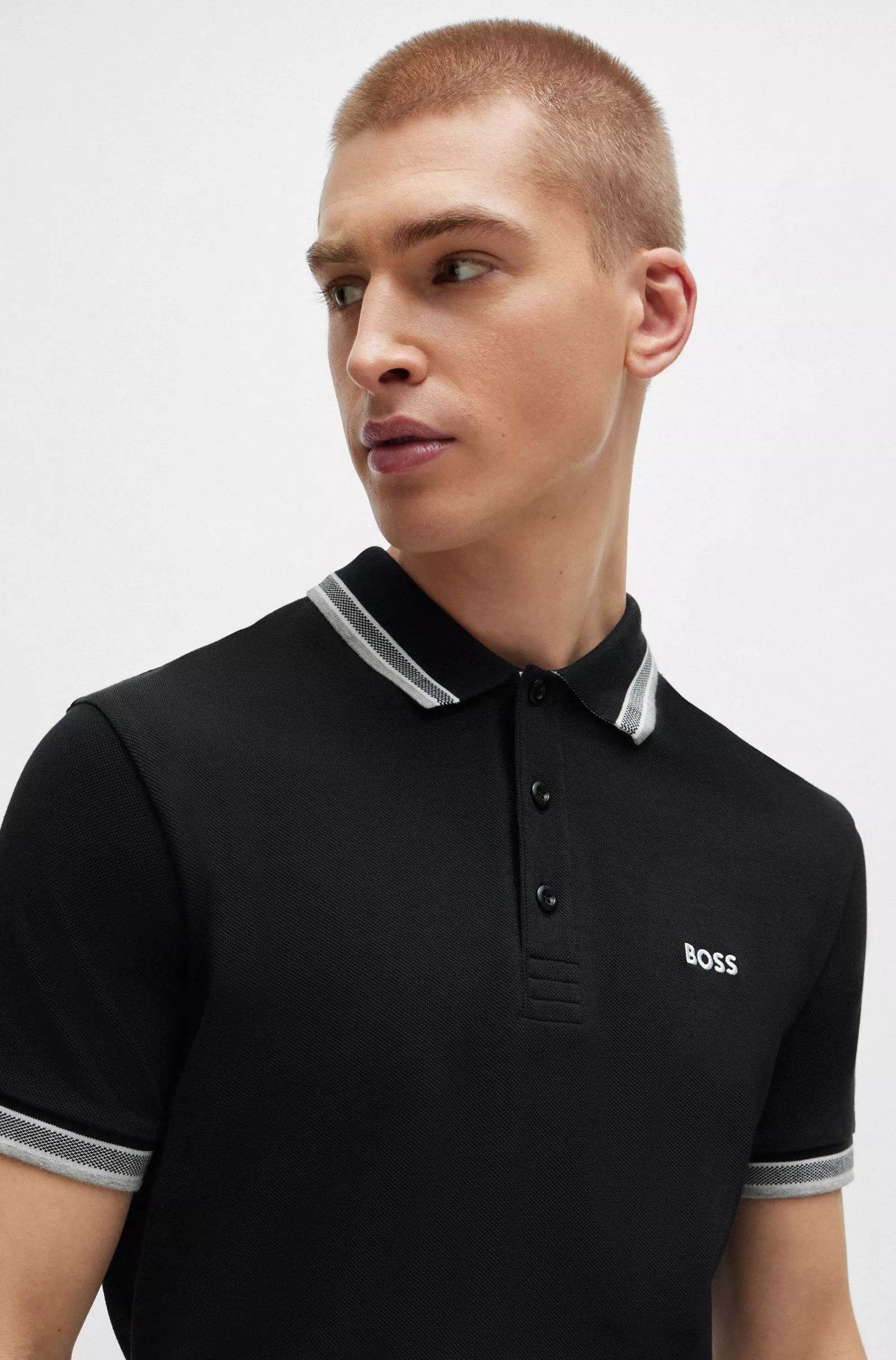 Polo Paddy en piqué de coton avec sous-col logoté