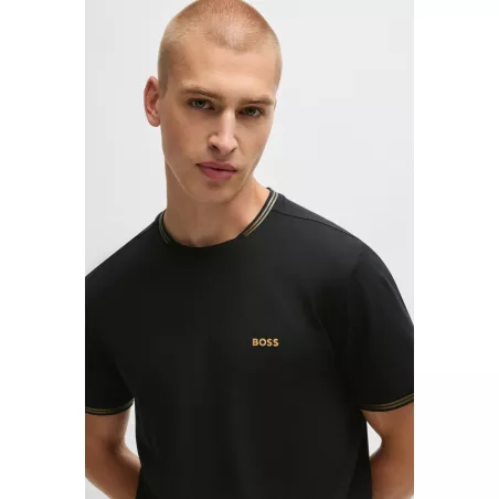 T-shirt en coton stretch avec rayures et logo