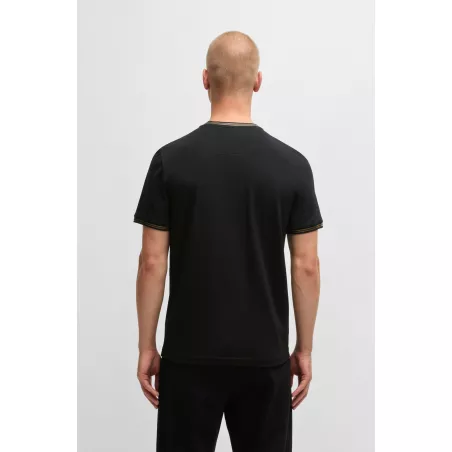 T-shirt en coton stretch avec rayures et logo