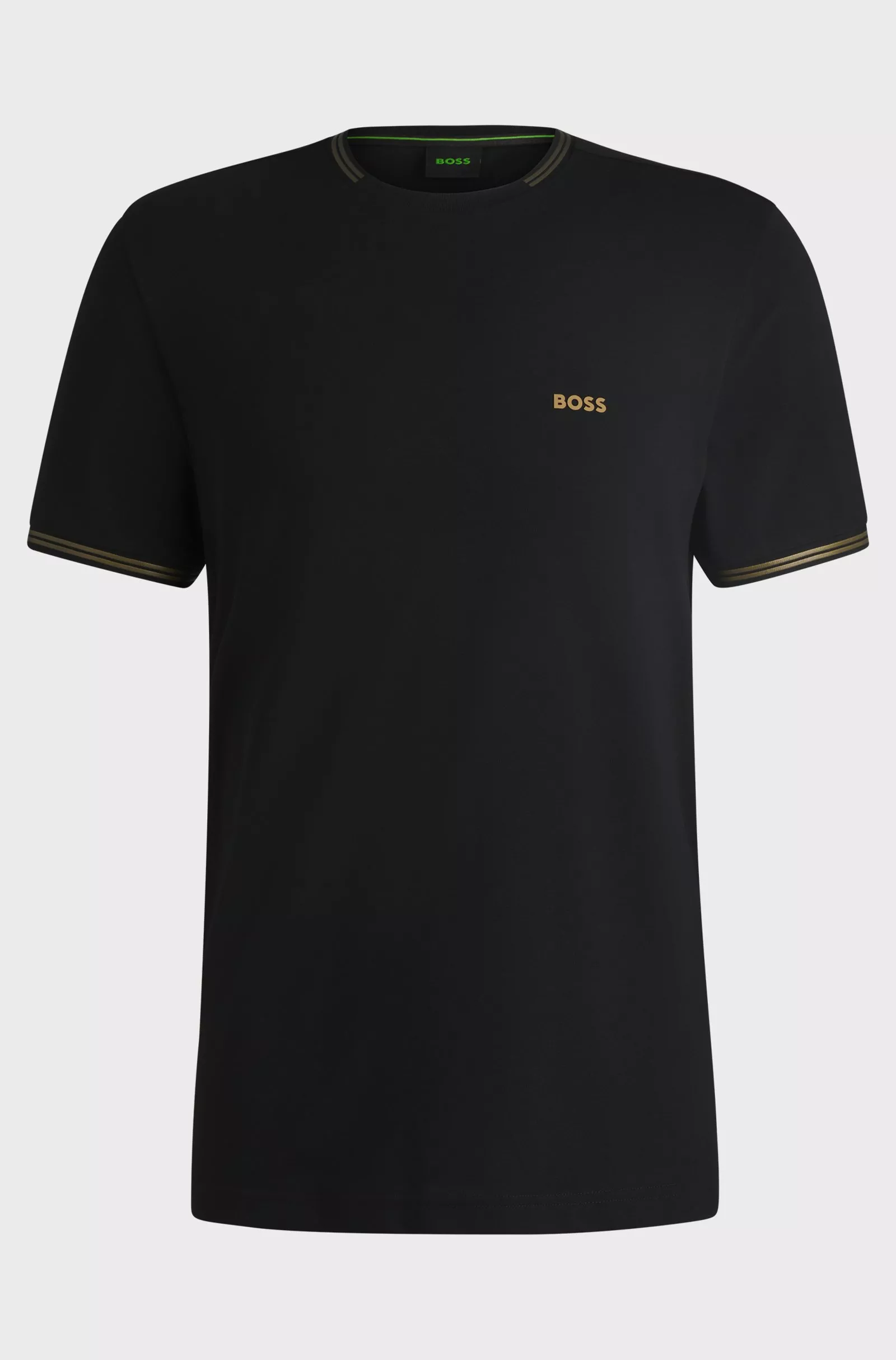 T-shirt en coton stretch avec rayures et logo