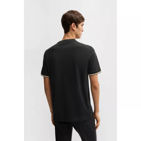 T-shirt en jersey de coton avec bas de manches à rayures emblématiques