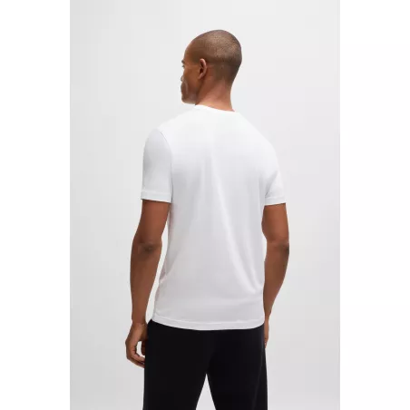 T-SHIRT REGULAR EN COTON STRETCH AVEC LOGO CONTRASTANT