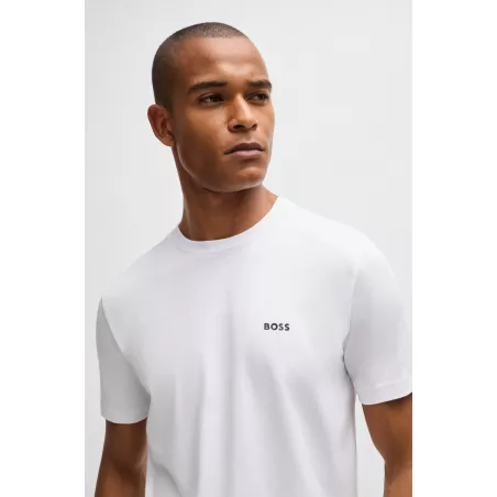 T-SHIRT REGULAR EN COTON STRETCH AVEC LOGO CONTRASTANT
