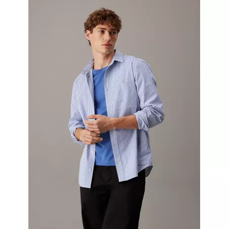 Chemise rayée en popeline...
