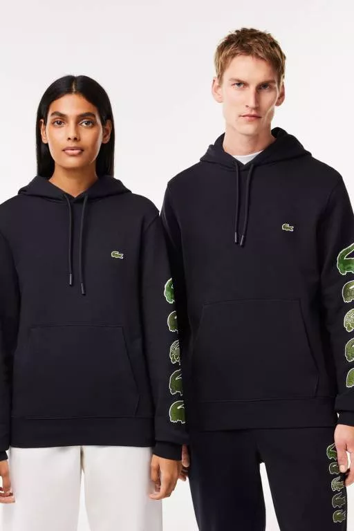 SWEATSHIRT À CAPUCHE AVEC CROCODILES CONTRASTÉS