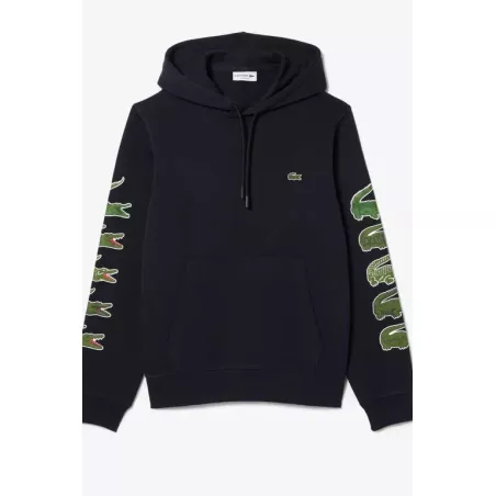 SWEATSHIRT À CAPUCHE AVEC CROCODILES CONTRASTÉS