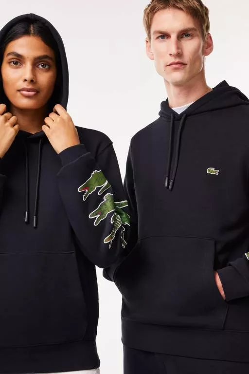 SWEATSHIRT À CAPUCHE AVEC CROCODILES CONTRASTÉS