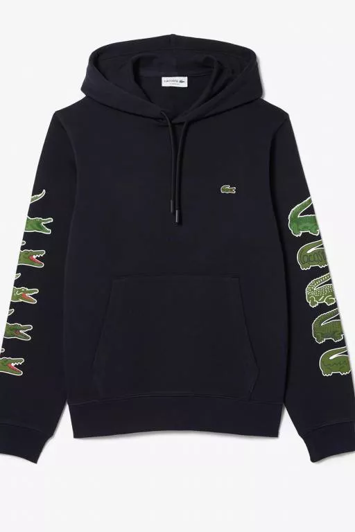 SWEATSHIRT À CAPUCHE AVEC CROCODILES CONTRASTÉS