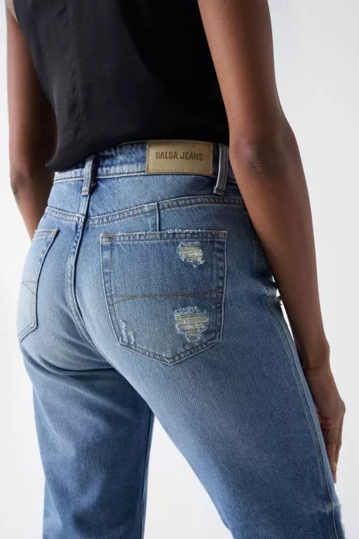 JEAN TRUE CROPPED SLIM AVEC DÉCHIRURES