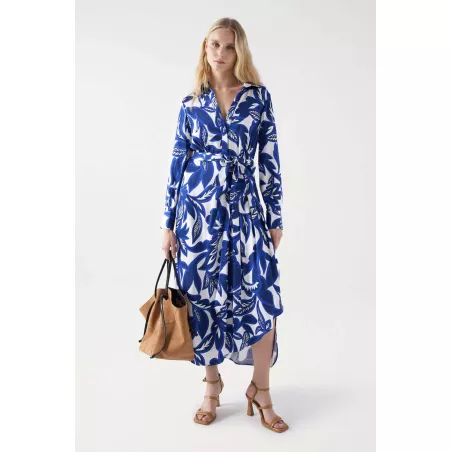 ROBE SATINÉE MIDI À IMPRIMÉ FLEURI