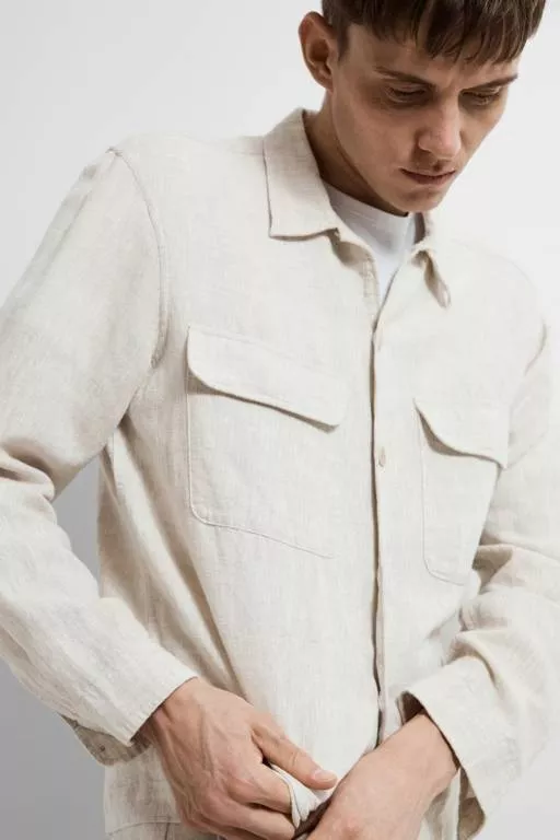 SLHMADS-LINEN OVERSHIRT LS NOOS