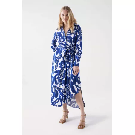 ROBE SATINÉE MIDI À IMPRIMÉ FLEURI