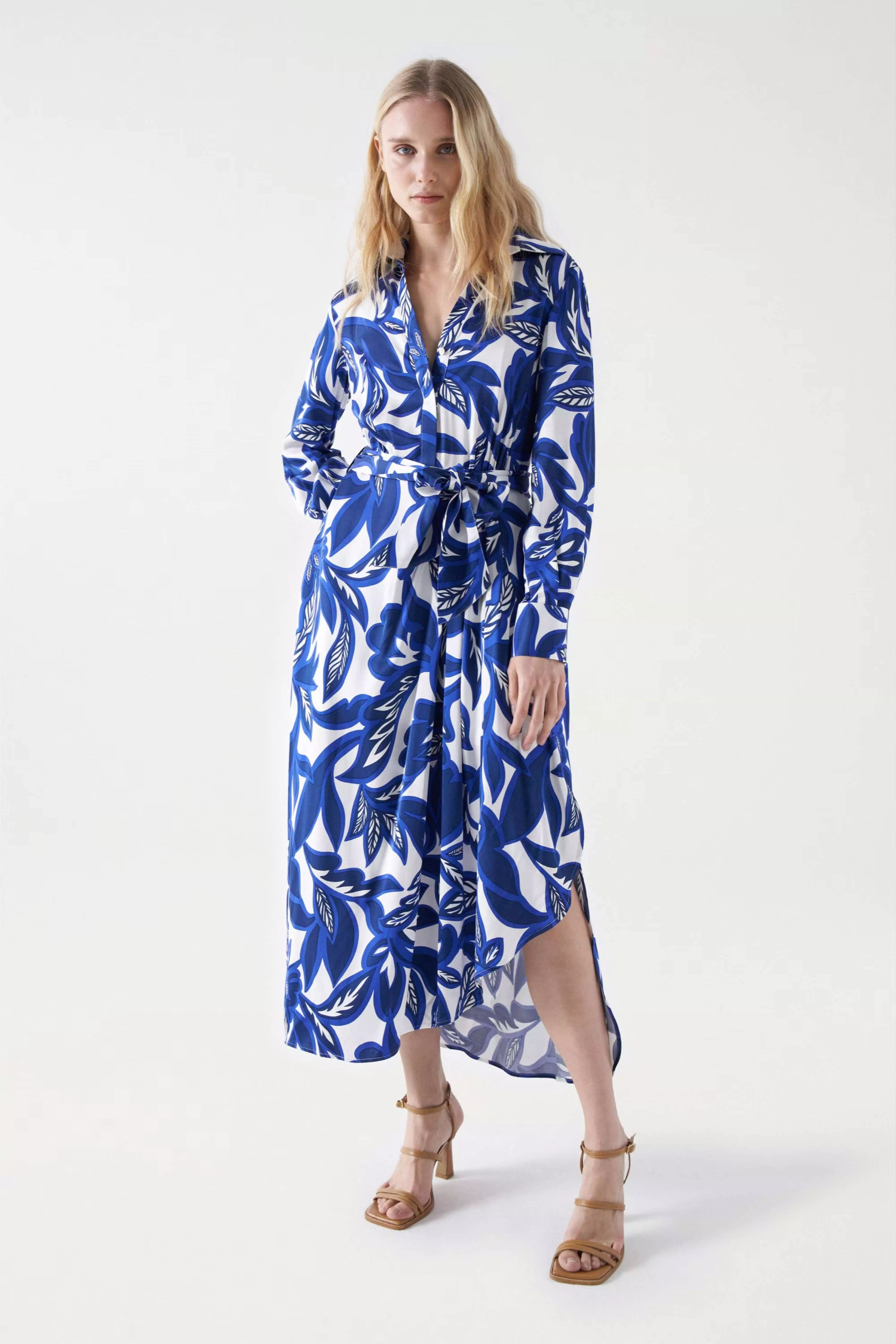 ROBE SATINÉE MIDI À IMPRIMÉ FLEURI