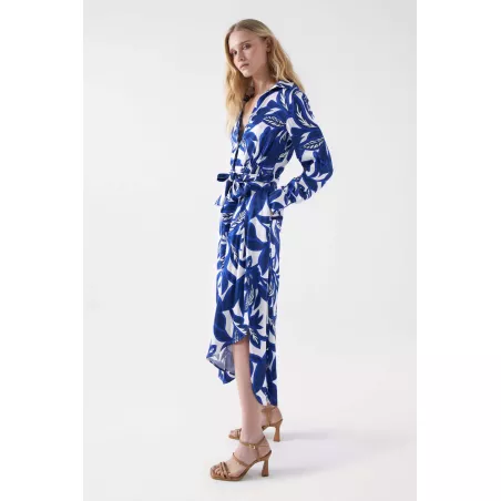 ROBE SATINÉE MIDI À IMPRIMÉ FLEURI