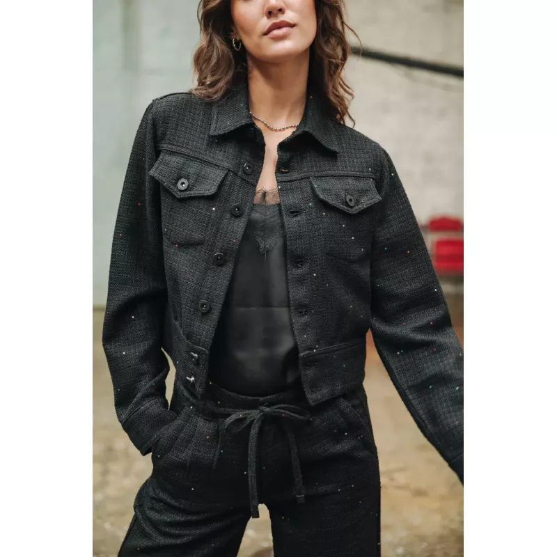 Olena Tweedy Veste denim courte