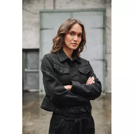 Olena Tweedy Veste denim courte