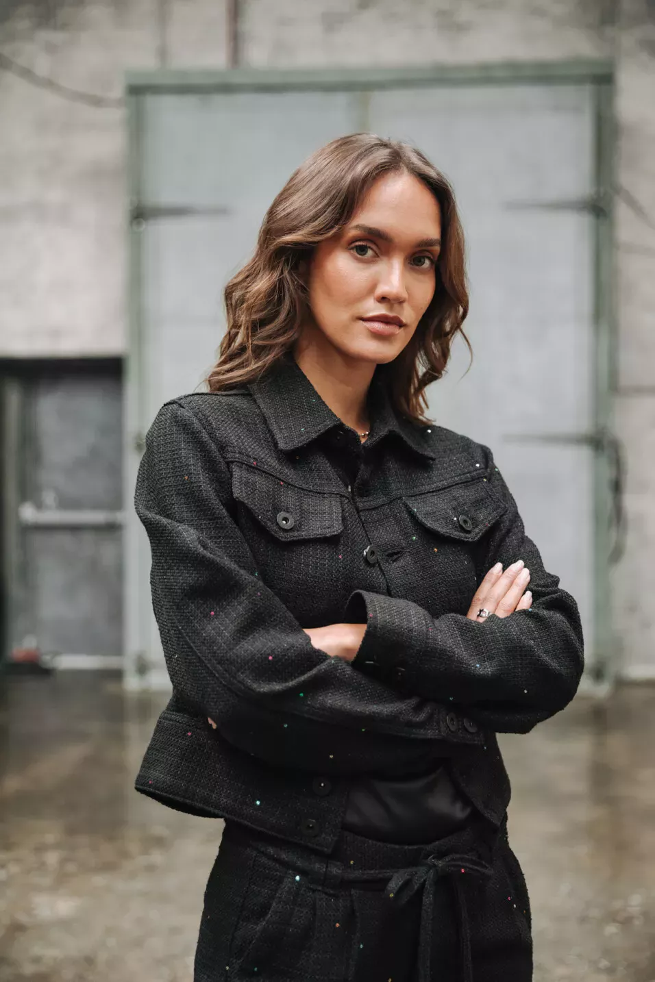 Olena Tweedy Veste denim courte