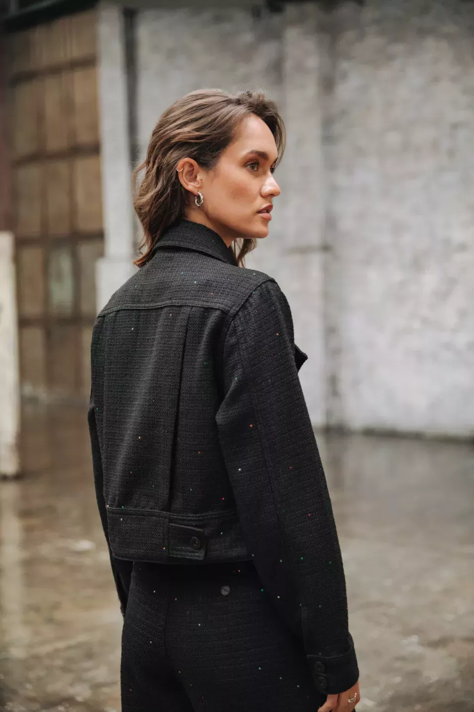 Olena Tweedy Veste denim courte