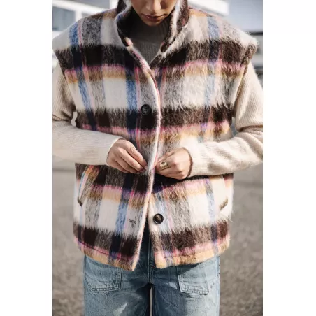 Vatika Plaid Veste plaid sans manches