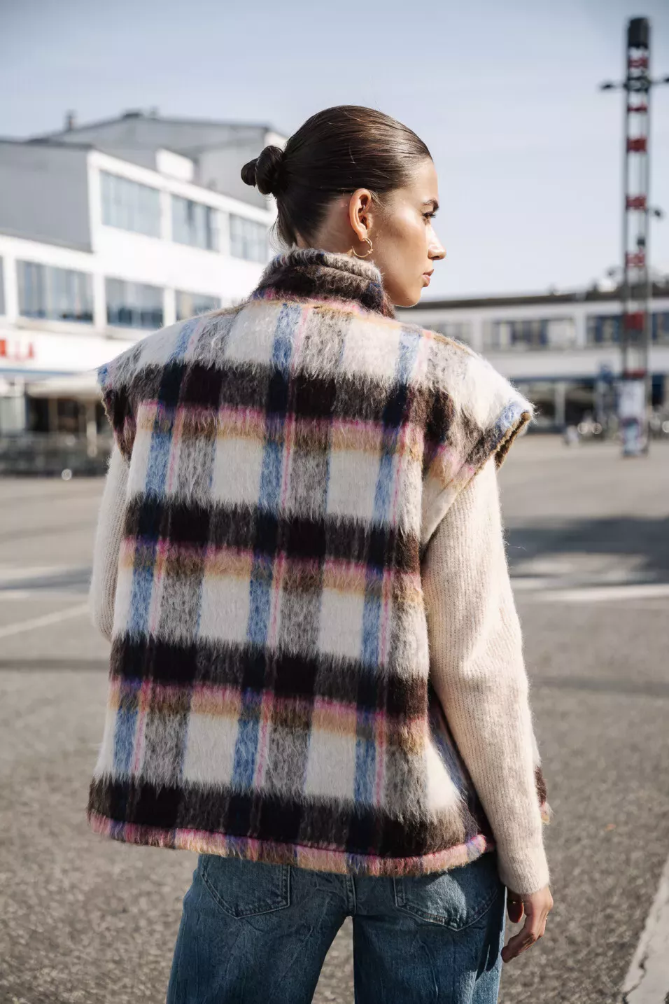 Vatika Plaid Veste plaid sans manches