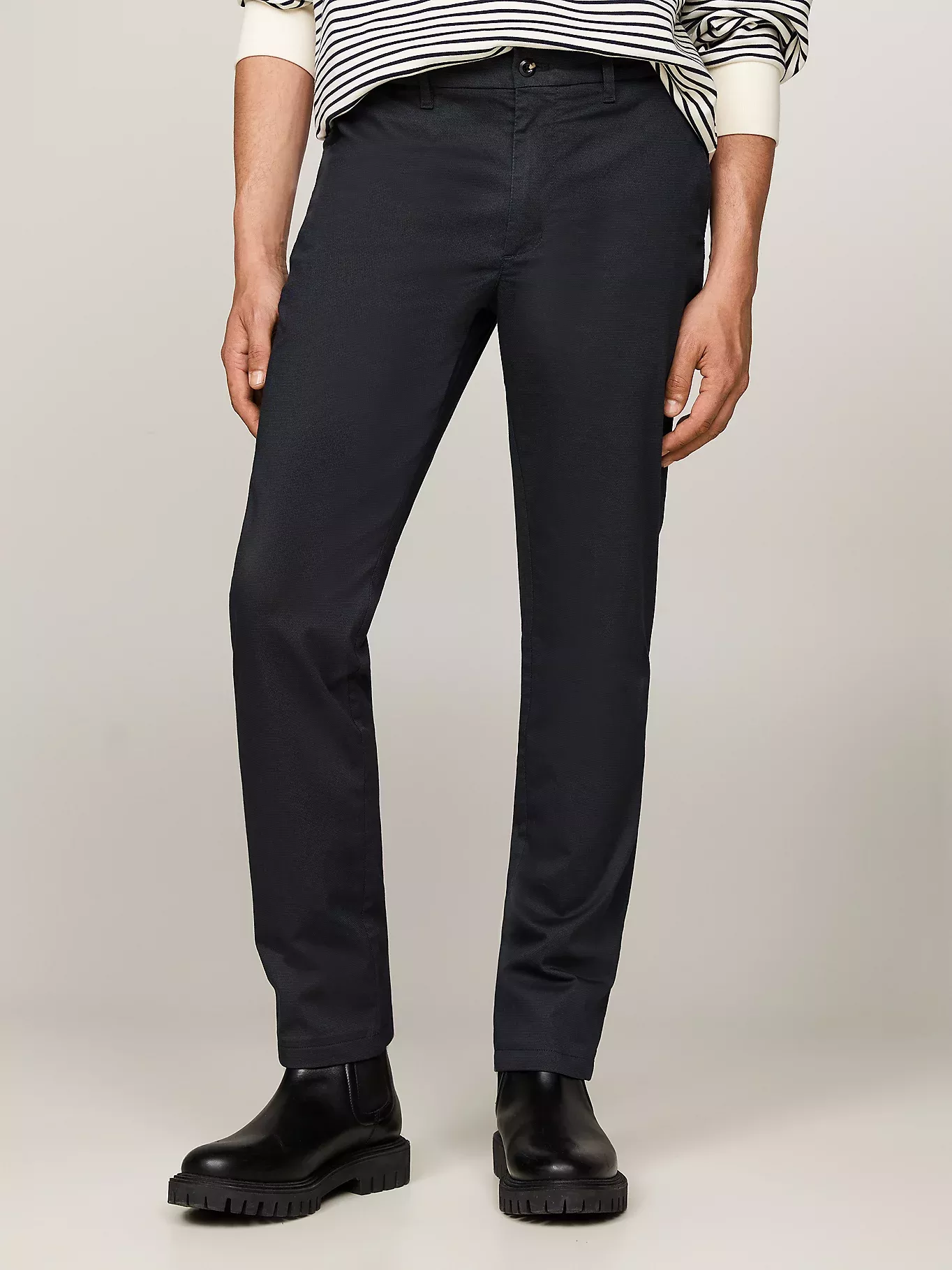 Chino droit Denton en coton imprimé
