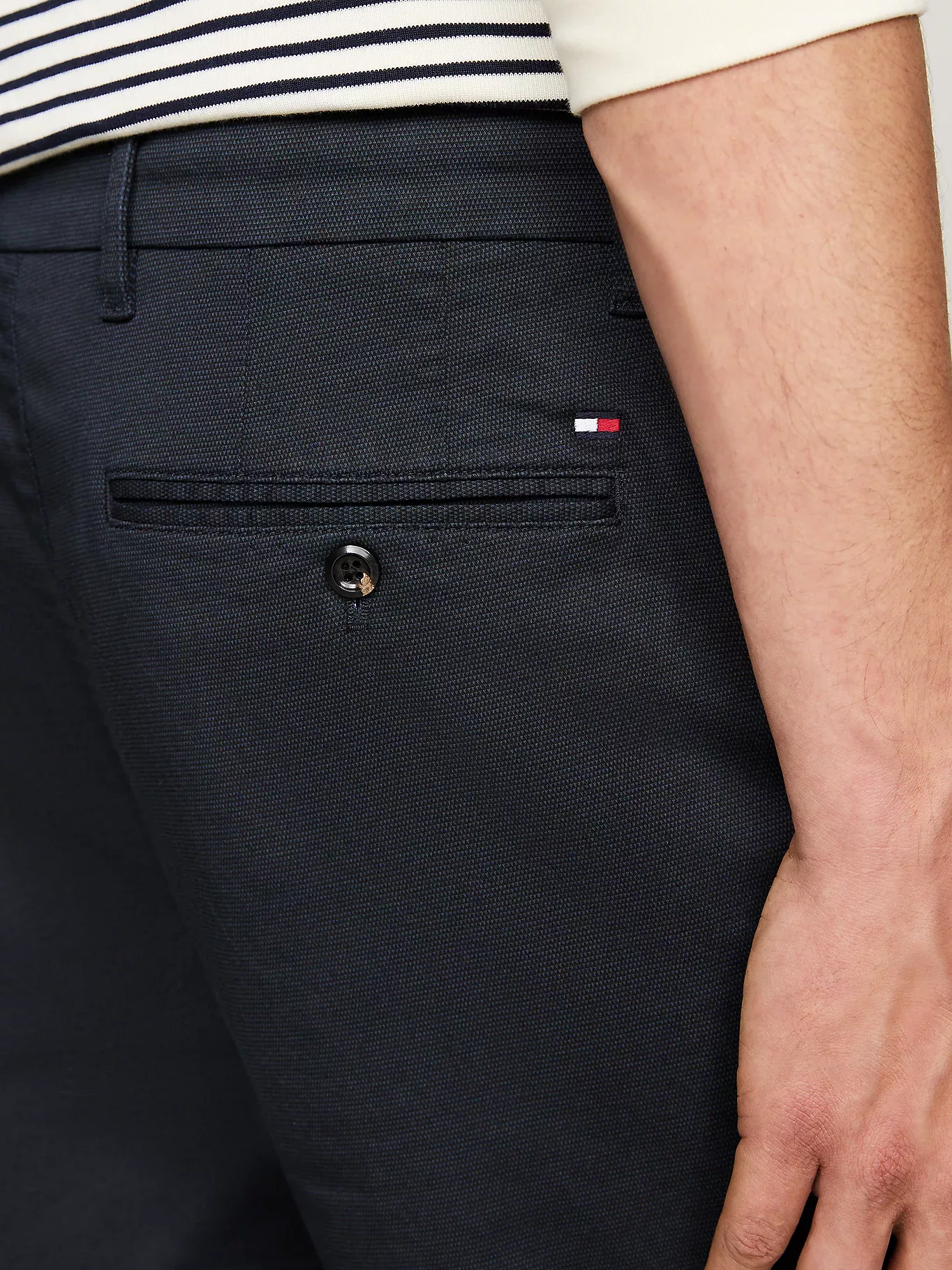 Chino droit Denton en coton imprimé