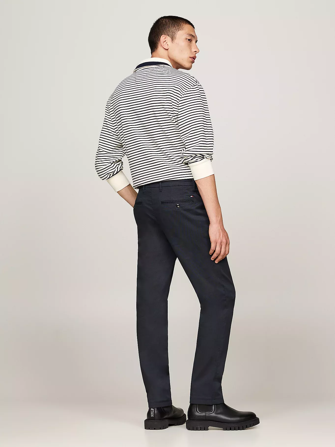 Chino droit Denton en coton imprimé